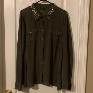 Sheer dazzled button down